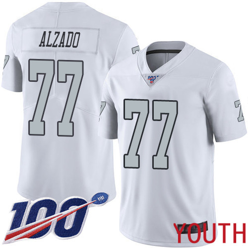 Oakland Raiders Limited White Youth Lyle Alzado Jersey NFL Football 77 100th Season Rush Vapor Jersey